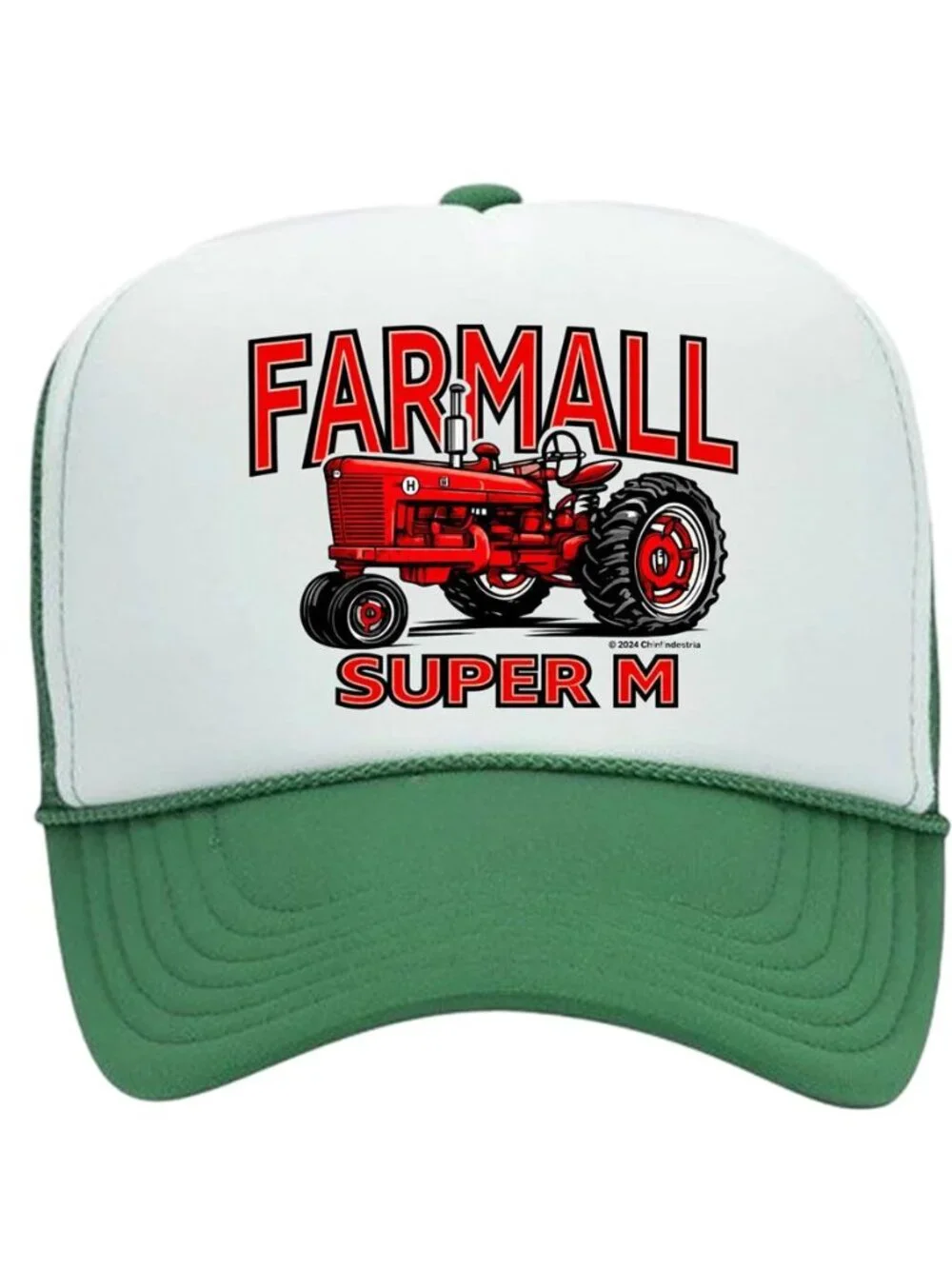 Retro Farmall Super M Tractor Foam Trucker Hat Green White Snapback Cap New Farm